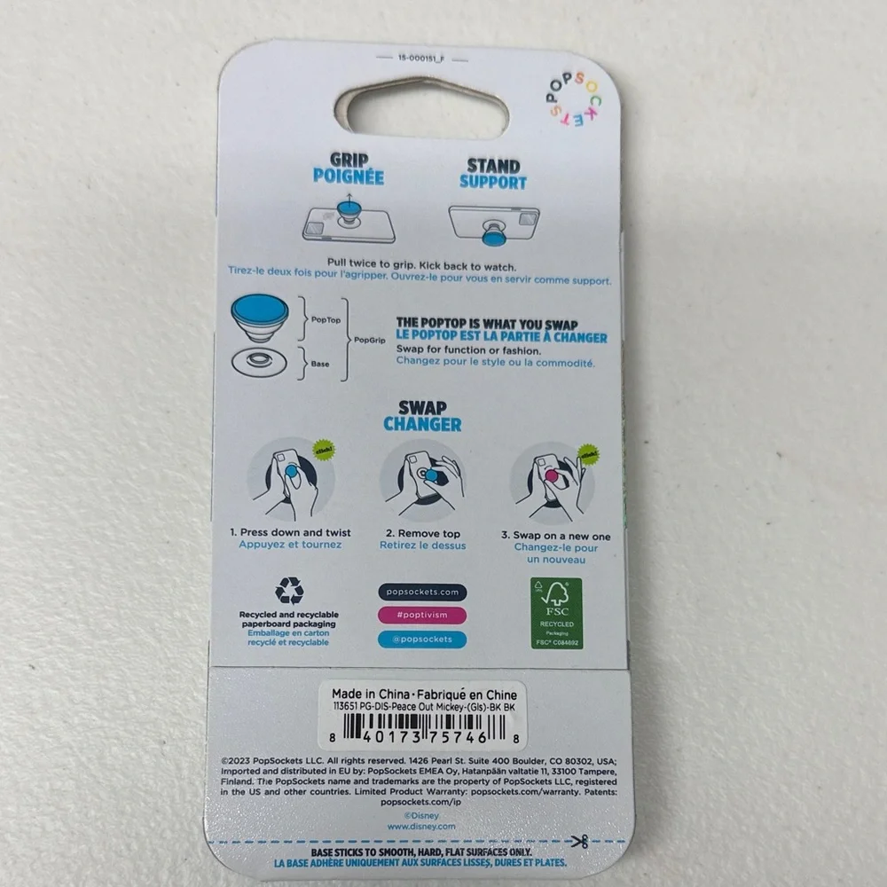 Disney PopSockets PopGrip with Swappable Top - Black and Teal